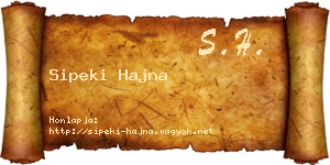 Sipeki Hajna névjegykártya